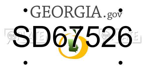 SD67526 Georgia License Plate
