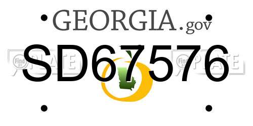 SD67576 Georgia License Plate
