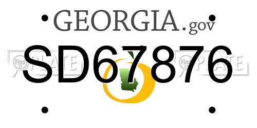 SD67876 Georgia License Plate