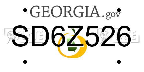 SD6Z526 Georgia License Plate