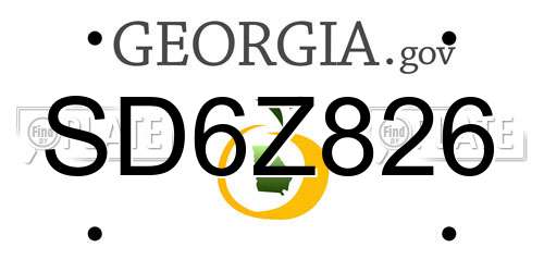 SD6Z826 Georgia License Plate