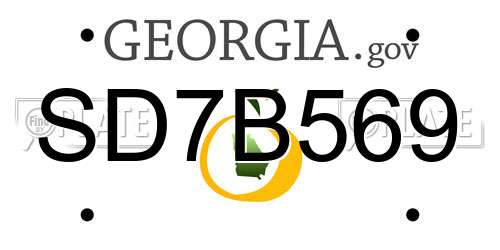 SD7B569 Georgia License Plate