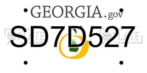 SD7D527 Georgia License Plate