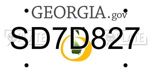 SD7D827 Georgia License Plate