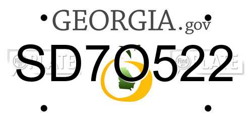 SD7O522 Georgia License Plate