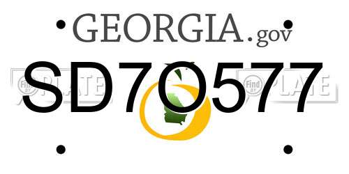 SD7O577 Georgia License Plate