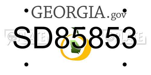 SD85853 Georgia License Plate