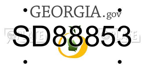 SD88853 Georgia License Plate