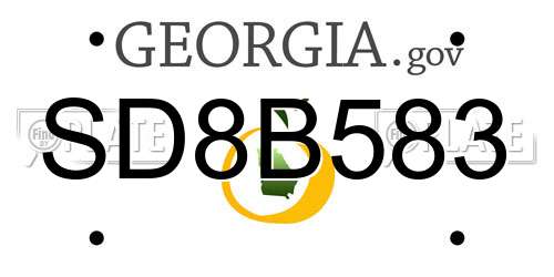 SD8B583 Georgia License Plate
