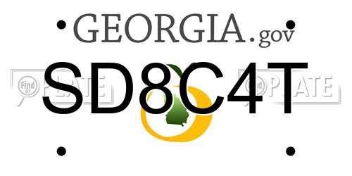 SD8C4T Georgia License Plate