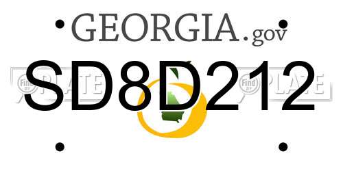 SD8D212 Georgia License Plate