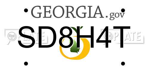 SD8H4T Georgia License Plate