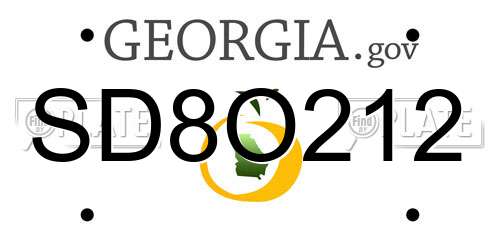 SD8O212 Georgia License Plate