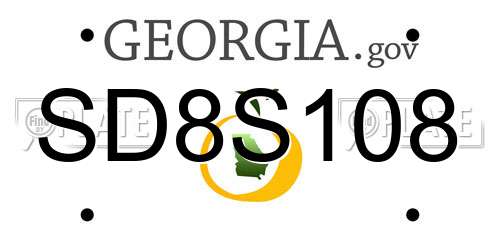 SD8S108 Georgia License Plate
