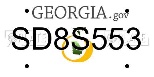SD8S553 Georgia License Plate