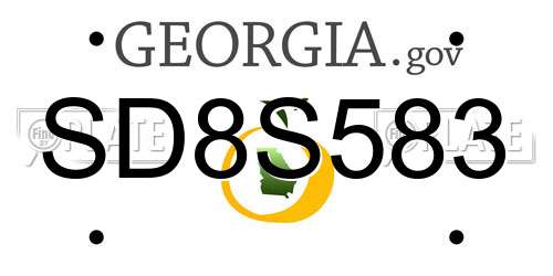 SD8S583 Georgia License Plate