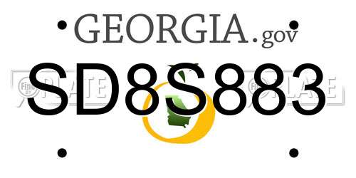 SD8S883 Georgia License Plate