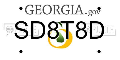 SD8T8D Georgia License Plate