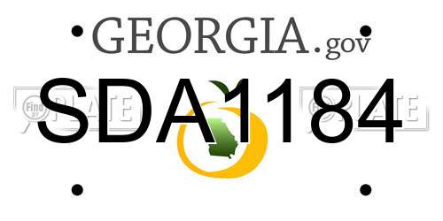 SDA1184 Georgia License Plate