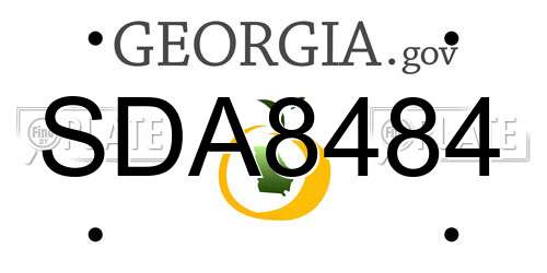 SDA8484 Georgia License Plate
