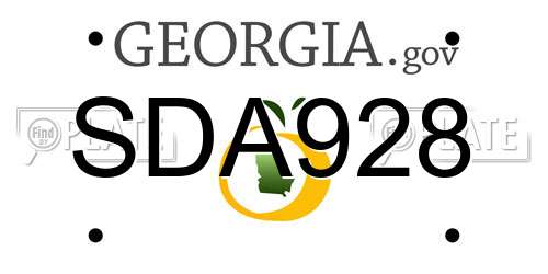 SDA928 Georgia License Plate