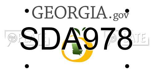 SDA978 Georgia License Plate