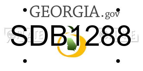 SDB1288 Georgia License Plate