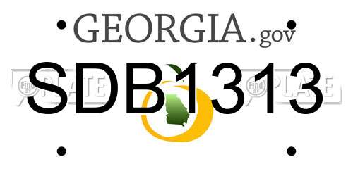 SDB1313 Georgia License Plate