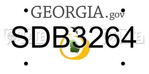 SDB3264 Georgia License Plate