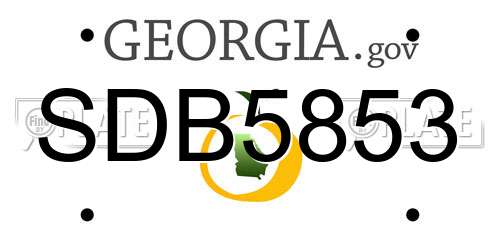 SDB5853 Georgia License Plate