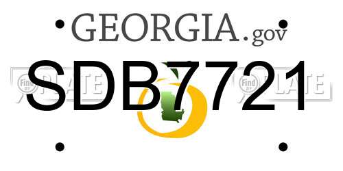 SDB7721 Georgia License Plate