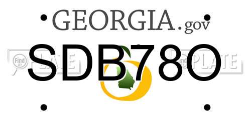 SDB78O Georgia License Plate