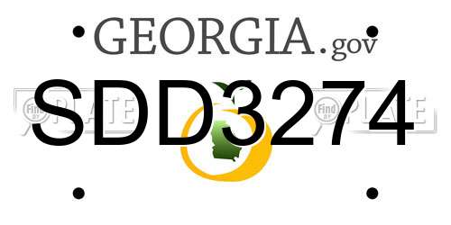 SDD3274 Georgia License Plate