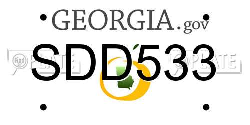 SDD533 Georgia License Plate