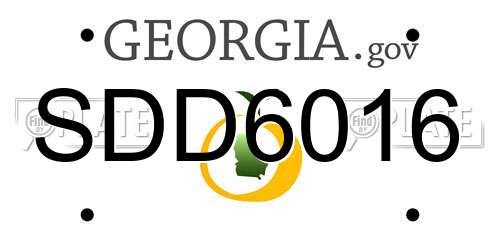 SDD6016 Georgia License Plate