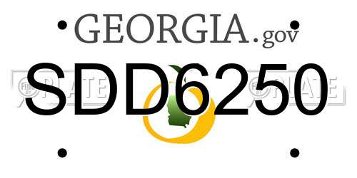 SDD6250 Georgia License Plate