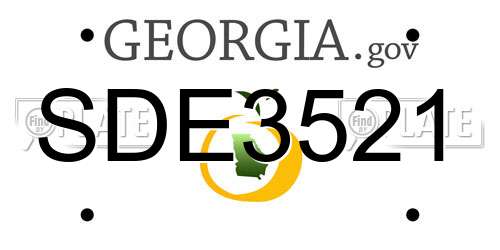SDE3521 Georgia License Plate