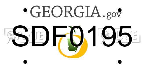 SDF0195 Georgia License Plate