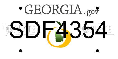 SDF4354 Georgia License Plate
