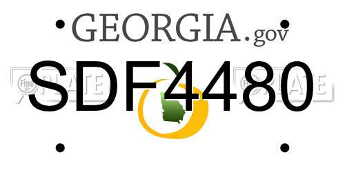SDF4480 Georgia License Plate