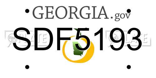SDF5193 Georgia License Plate