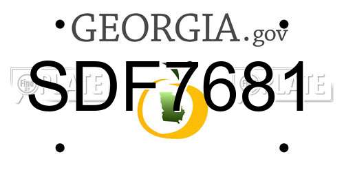 SDF7681 Georgia License Plate