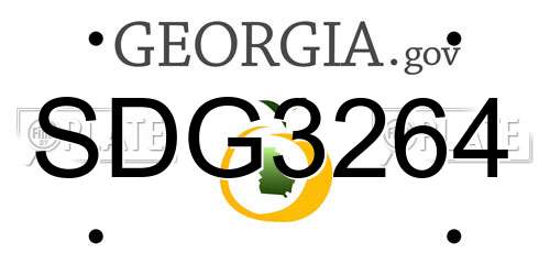SDG3264 Georgia License Plate