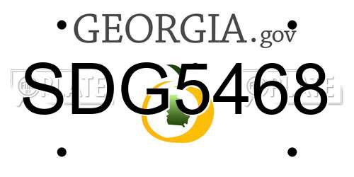 SDG5468 Georgia License Plate