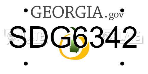 SDG6342 Georgia License Plate
