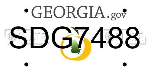 SDG7488 Georgia License Plate