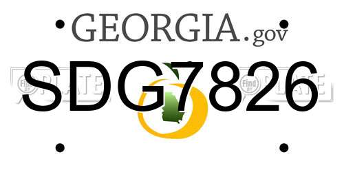 SDG7826 Georgia License Plate