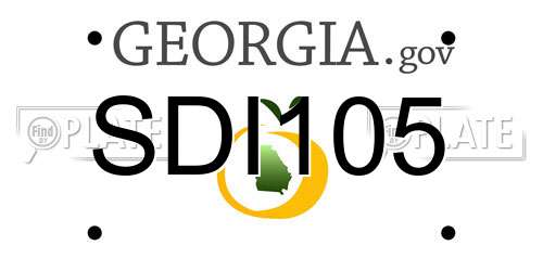 SDI105 Georgia License Plate