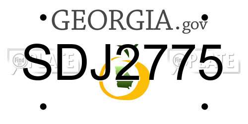 SDJ2775 Georgia License Plate