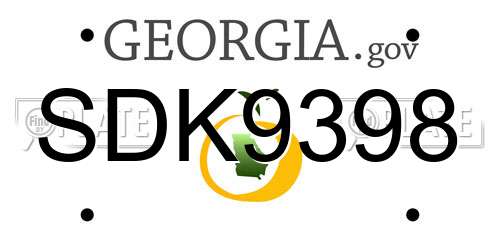 SDK9398 Georgia License Plate
